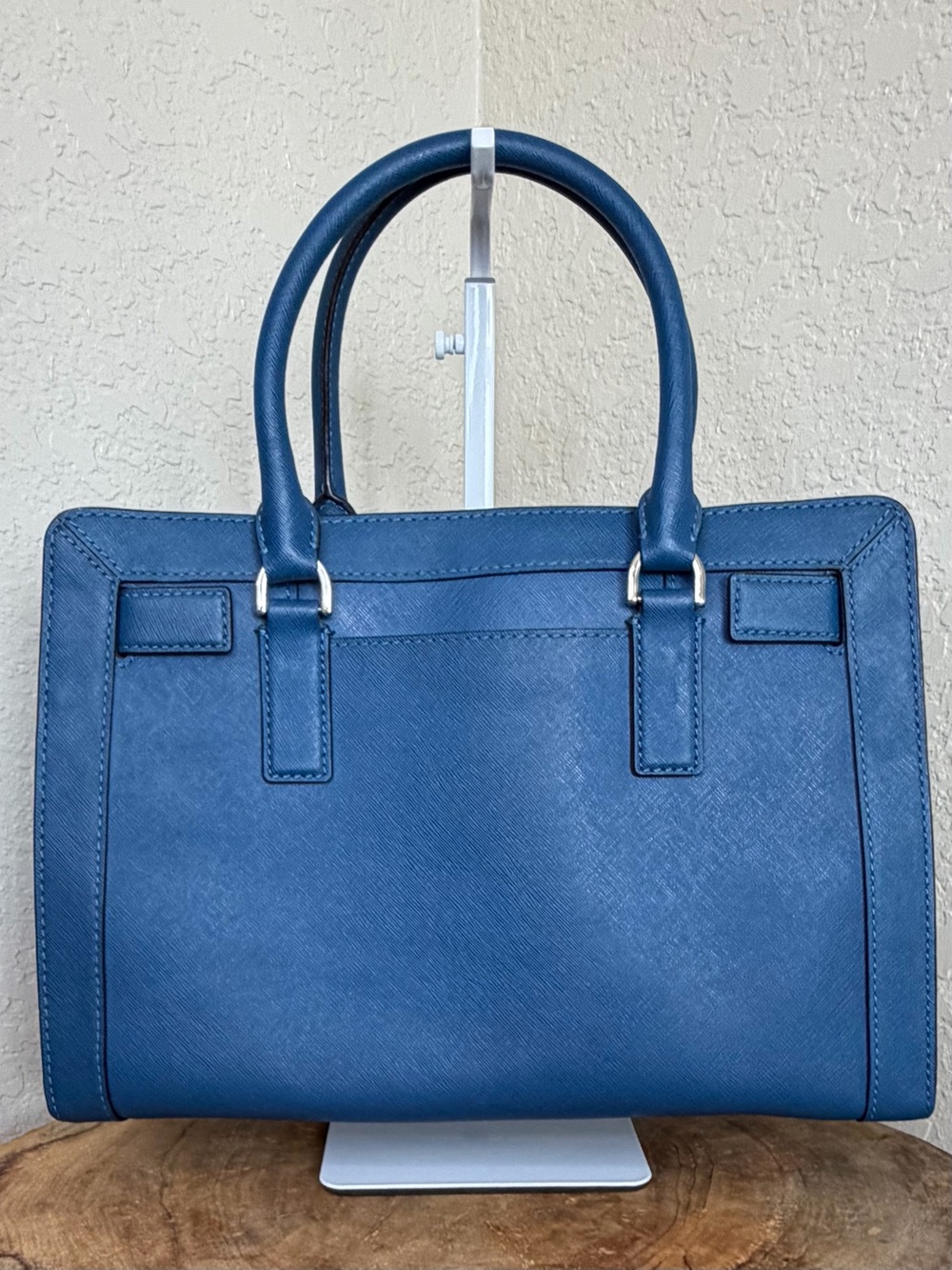 SOLD Michael Kors Dillon Satchel Steel Blue Leather Medium EW Tote Bag MK - Picture 2 of 13
